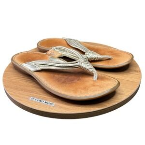 Born Gold Metallic Braided‎ Strap Thong Sandals Flip Flops Women Size 8 39